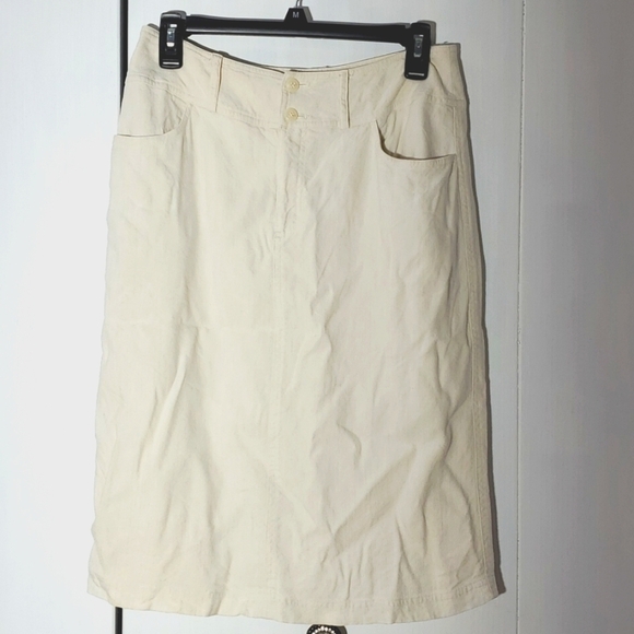 J.JILL- Womens Cream Textured Mini Skirt linen Front pockets Minimalist Sz.8 - Picture 1 of 7